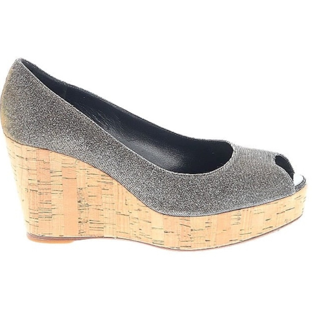Stuart Weitzman Silver Glitter Wedge Shoes 👠